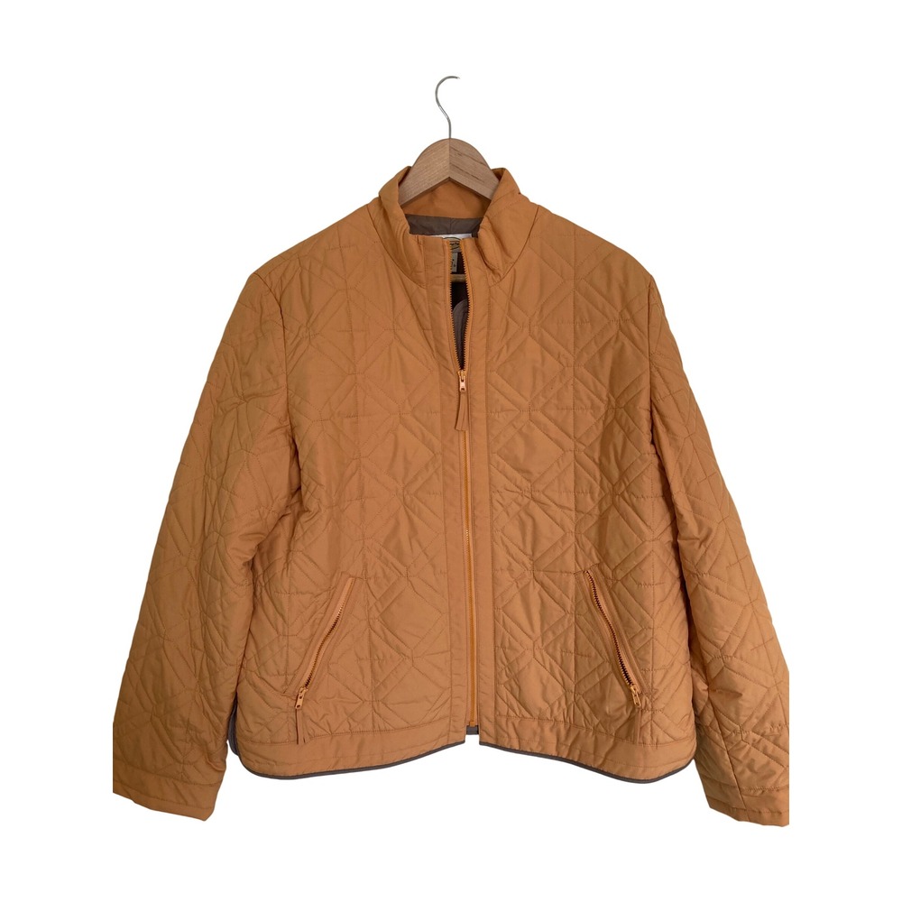 Talbots Womens Large Merigold Quilted Zip Front Mock Neck Jacket CA 23147